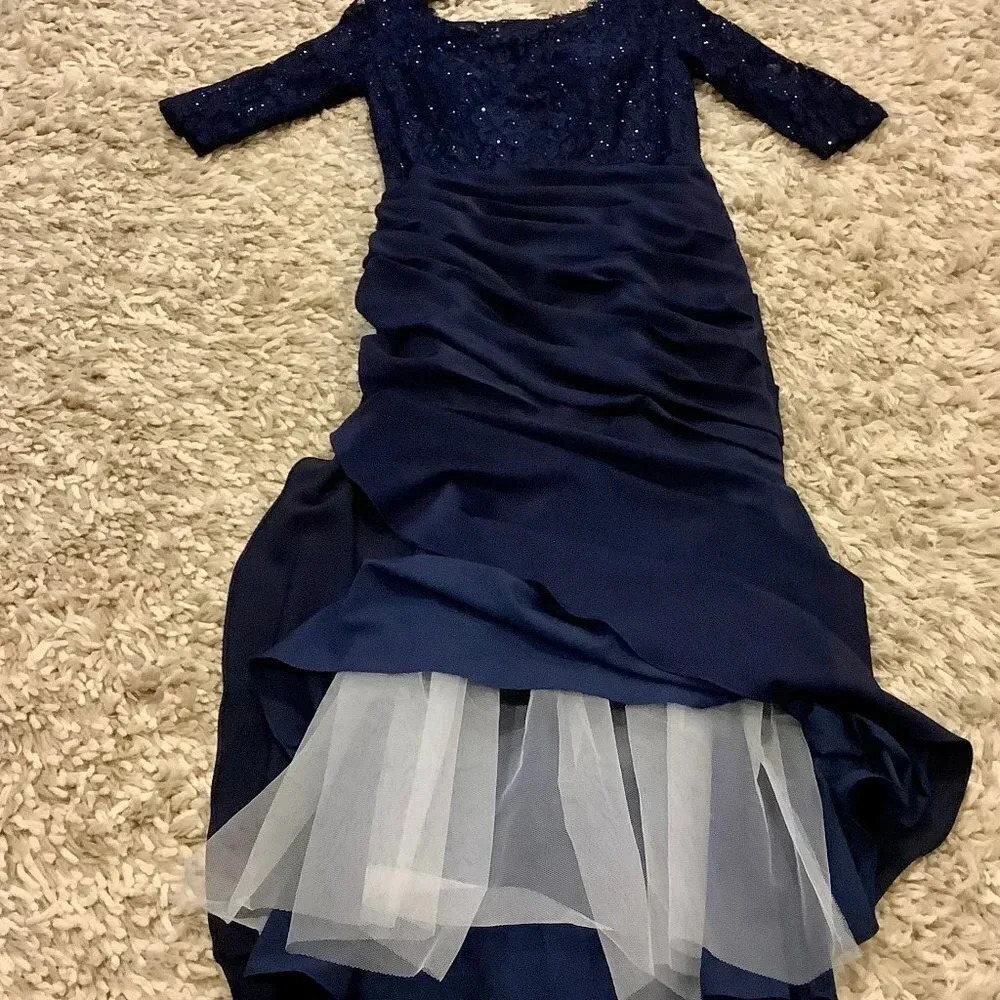 La Femme Wedding Sparkle Navy Blue Mother of Groom/Bride/Guest Dress, Size 10 - Picture 4 of 14